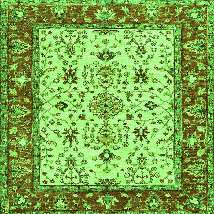 Round Machine Washable Persian Green Traditional Area Rugs, wshtr3013grn