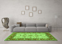 Machine Washable Persian Green Traditional Rug, wshtr3013grn