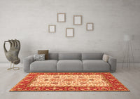 Machine Washable Persian Orange Traditional Rug, wshtr3013org