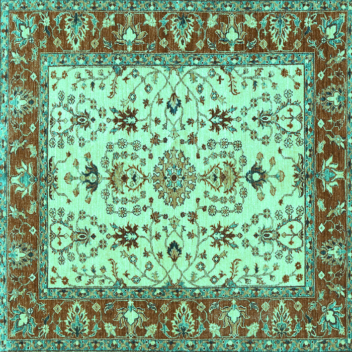 Square Machine Washable Persian Turquoise Traditional Area Rugs, wshtr3013turq