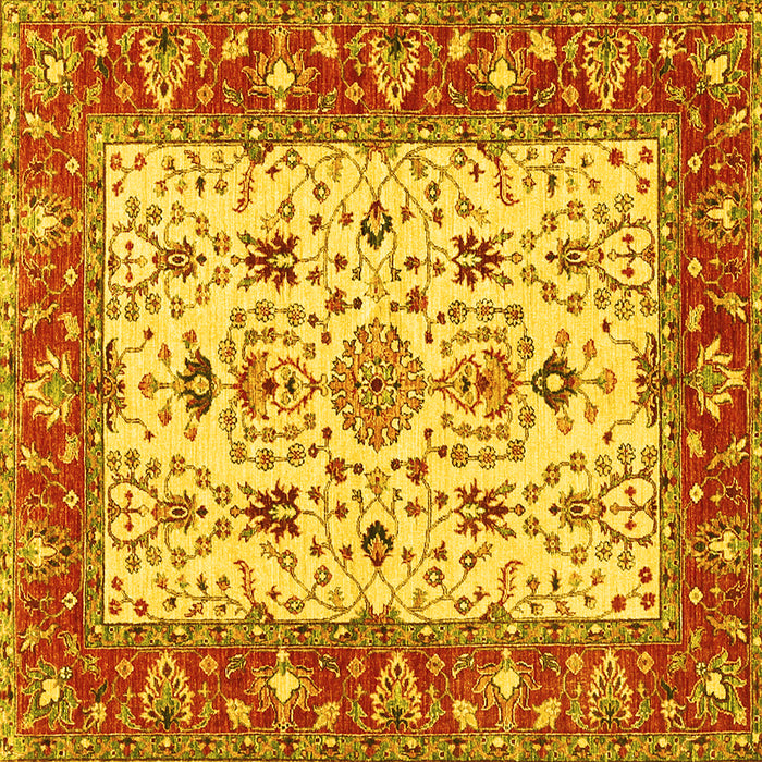 Square Machine Washable Persian Yellow Traditional Rug, wshtr3013yw