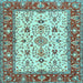 Square Machine Washable Persian Light Blue Traditional Rug, wshtr3013lblu