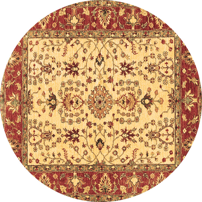 Round Persian Brown Traditional Rug, tr3013brn