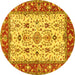 Round Persian Yellow Traditional Rug, tr3013yw