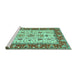 Sideview of Machine Washable Persian Turquoise Traditional Area Rugs, wshtr3013turq