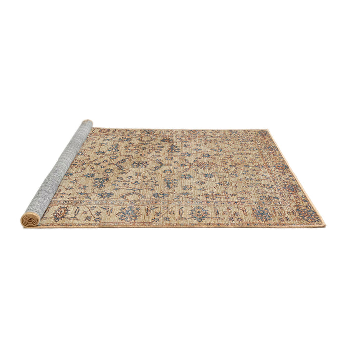 Sideview of Machine Washable Traditional Brown Rug, wshtr3014