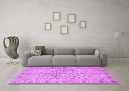 Machine Washable Persian Purple Traditional Area Rugs in a Living Room, wshtr3014pur