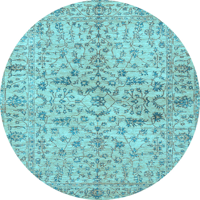 Round Machine Washable Persian Light Blue Traditional Rug, wshtr3014lblu