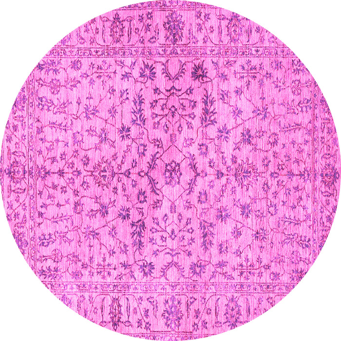 Round Machine Washable Persian Pink Traditional Rug, wshtr3014pnk