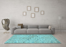 Machine Washable Persian Light Blue Traditional Rug in a Living Room, wshtr3014lblu