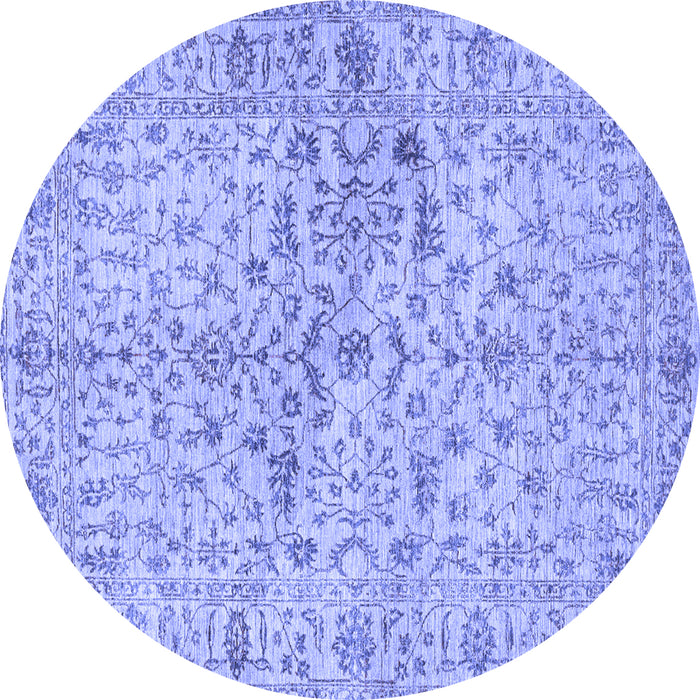 Round Machine Washable Persian Blue Traditional Rug, wshtr3014blu