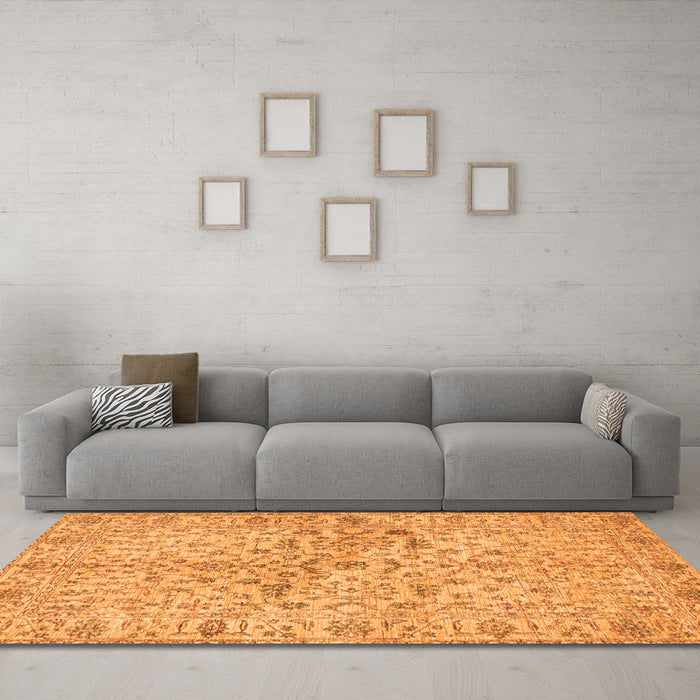 Machine Washable Persian Orange Traditional Area Rugs in a Living Room, wshtr3014org