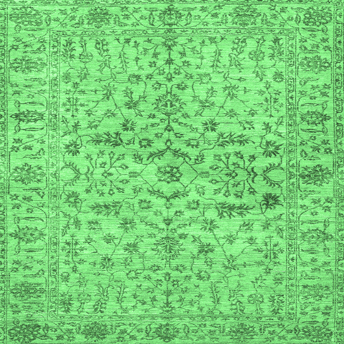 Square Machine Washable Persian Emerald Green Traditional Area Rugs, wshtr3014emgrn