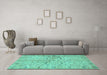 Machine Washable Persian Turquoise Traditional Area Rugs in a Living Room,, wshtr3014turq