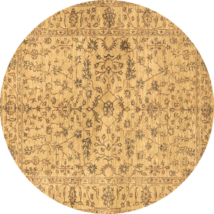 Round Persian Brown Traditional Rug, tr3014brn