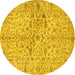 Round Persian Yellow Traditional Rug, tr3014yw
