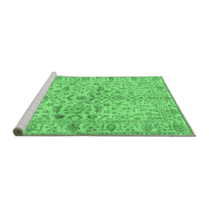 Sideview of Machine Washable Persian Emerald Green Traditional Area Rugs, wshtr3014emgrn