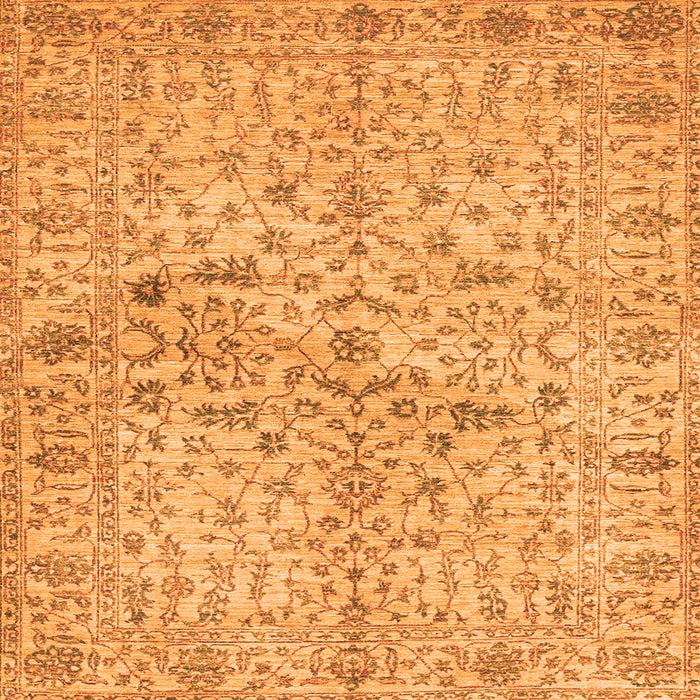 Round Machine Washable Persian Orange Traditional Area Rugs, wshtr3014org