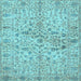 Square Machine Washable Persian Light Blue Traditional Rug, wshtr3014lblu