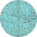 Round Persian Light Blue Traditional Rug, tr3014lblu