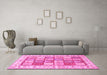 Machine Washable Persian Pink Traditional Rug in a Living Room, wshtr3015pnk