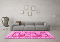 Machine Washable Persian Pink Traditional Rug, wshtr3015pnk