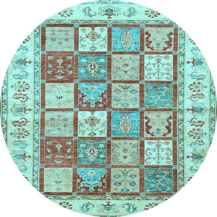 Round Machine Washable Persian Light Blue Traditional Rug, wshtr3015lblu