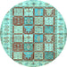 Round Machine Washable Persian Light Blue Traditional Rug, wshtr3015lblu