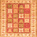 Round Machine Washable Persian Orange Traditional Area Rugs, wshtr3015org