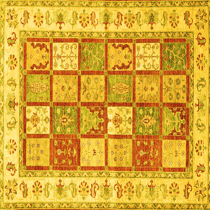 Square Machine Washable Persian Yellow Traditional Rug, wshtr3015yw