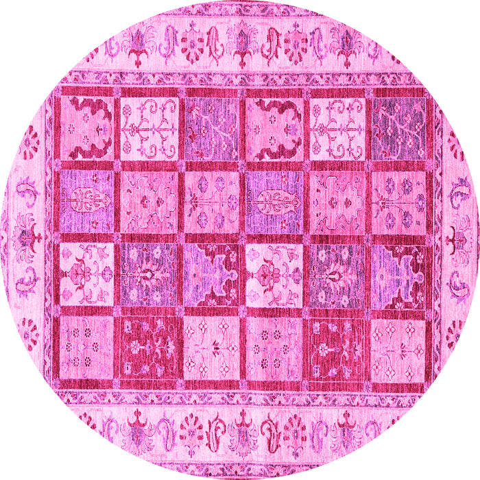 Round Machine Washable Persian Pink Traditional Rug, wshtr3015pnk