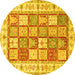 Round Persian Yellow Traditional Rug, tr3015yw