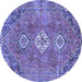 Round Machine Washable Persian Blue Traditional Rug, wshtr3016blu