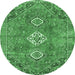 Round Persian Emerald Green Traditional Rug, tr3016emgrn