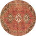 Round Persian Brown Traditional Rug, tr3016brn