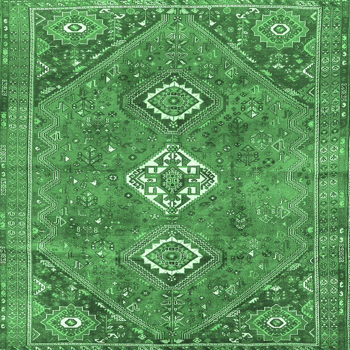 Square Machine Washable Persian Emerald Green Traditional Area Rugs, wshtr3016emgrn