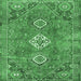 Square Machine Washable Persian Emerald Green Traditional Area Rugs, wshtr3016emgrn