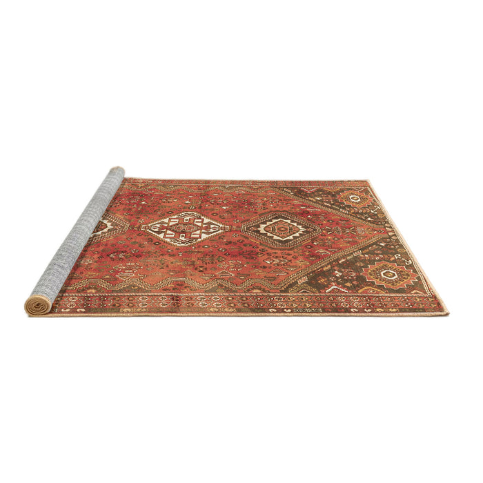 Sideview of Machine Washable Persian Brown Traditional Rug, wshtr3016brn