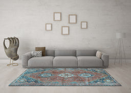 Machine Washable Persian Light Blue Traditional Rug in a Living Room, wshtr3016lblu