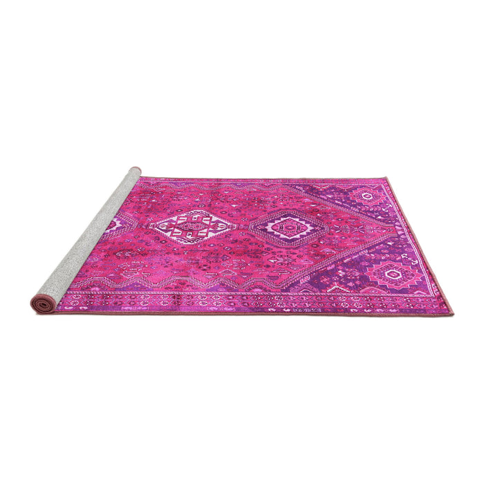 Sideview of Machine Washable Persian Pink Traditional Rug, wshtr3016pnk
