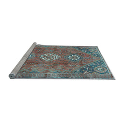 Sideview of Machine Washable Persian Light Blue Traditional Rug, wshtr3016lblu