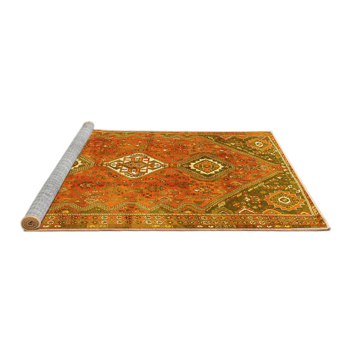 Sideview of Machine Washable Persian Yellow Traditional Rug, wshtr3016yw