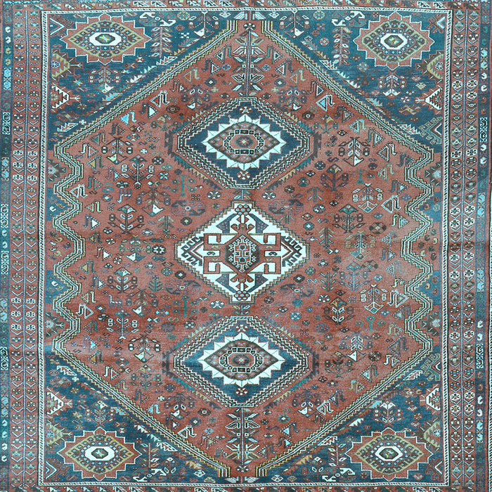 Square Machine Washable Persian Light Blue Traditional Rug, wshtr3016lblu