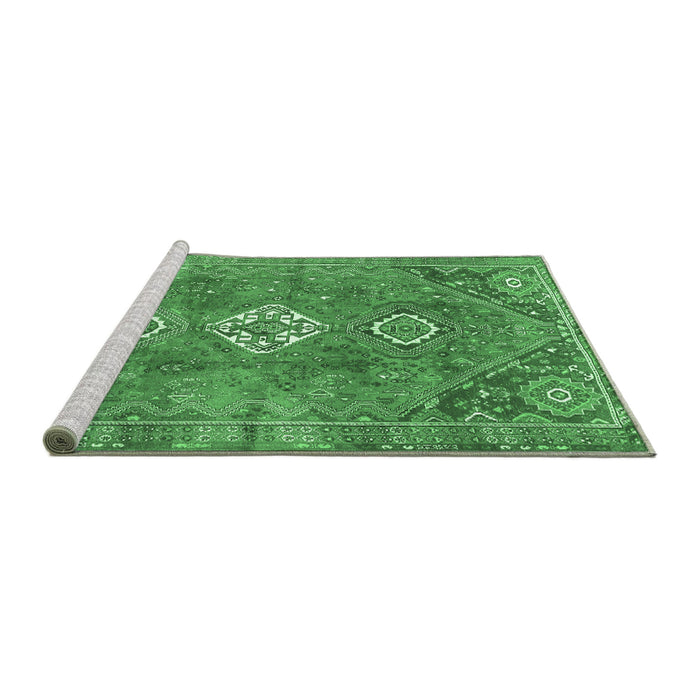 Sideview of Machine Washable Persian Emerald Green Traditional Area Rugs, wshtr3016emgrn