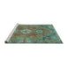 Sideview of Machine Washable Persian Turquoise Traditional Area Rugs, wshtr3016turq