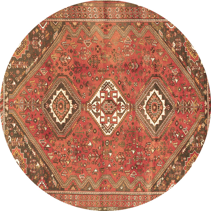 Round Machine Washable Persian Brown Traditional Rug, wshtr3016brn