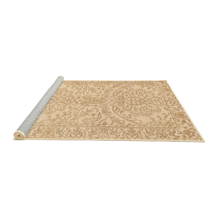 Sideview of Machine Washable Traditional Sun Yellow Rug, wshtr3017