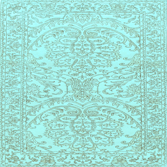 Square Machine Washable Persian Light Blue Traditional Rug, wshtr3017lblu