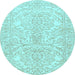 Round Persian Light Blue Traditional Rug, tr3017lblu