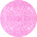 Round Persian Pink Traditional Rug, tr3017pnk